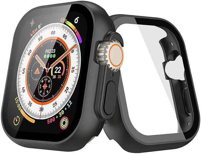 [2-Pack] Julk 49mm Black Case with Screen Protector for New 2025 Apple Watch Ultra-3, 9H Tempered Glass with Ultra-Thin Hard Protective Cover for iWatch Ultra 49mm (Matte Black) - Image 1