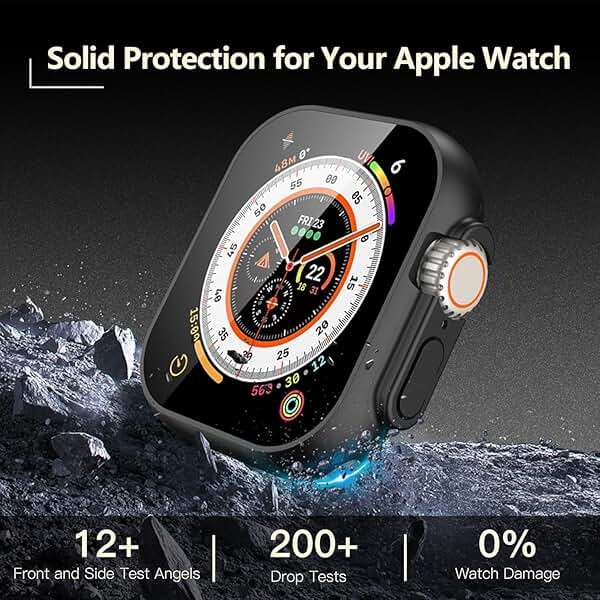 [2-Pack] Julk 49mm Black Case with Screen Protector for New 2025 Apple Watch Ultra-3, 9H Tempered Glass with Ultra-Thin Hard Protective Cover for iWatch Ultra 49mm (Matte Black) - Image 2