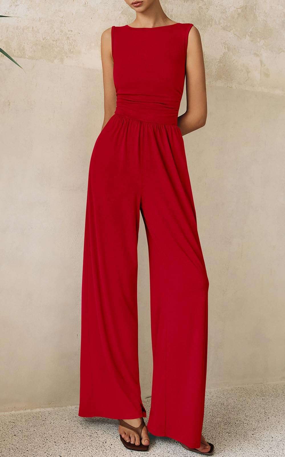 PRETTYGARDEN One Piece Jumpsuits for Women Dressy Casual Sleeveless Crewneck Wide Leg Rompers Jumpers Vacation Summer Outfits - Image 7