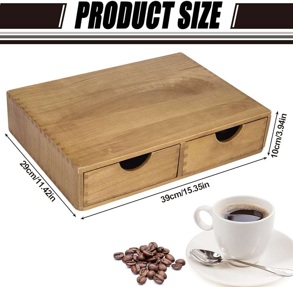 Wooden K Cup Organizer Coffee Pod Storage Box, Coffee Pods and Tea Organizer Holder, Multi Functional Desk Organizer Drawers for K-Cup Coffee Maker Brew, Coffee Station Accessories - Image 3