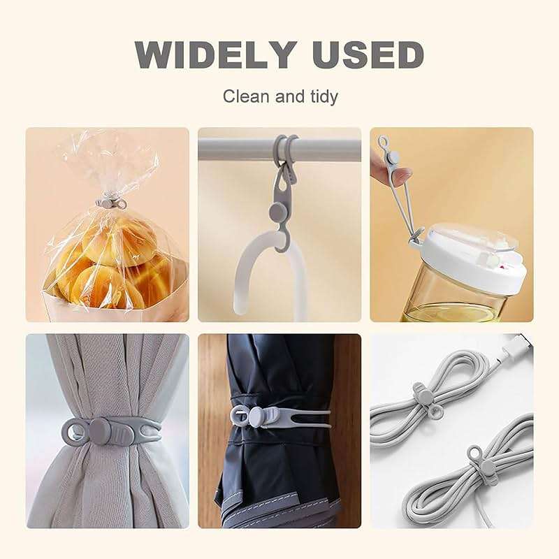 Data Cable Organizer, 2026 Upgrade Silicone Headphone Organizers, Silicone Cable Ties Reusable Cable Management Organizers Multipurpose Elastic Cord Organizer for Bundling and Fastening Cables (10Pcs) - Image 6