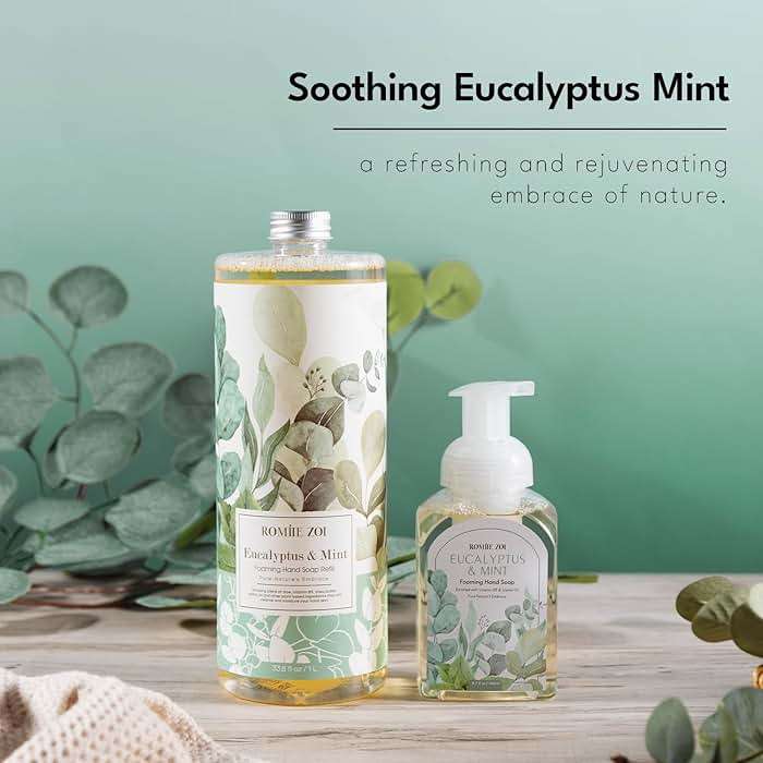 ROMIIE ZOI Eucalyptus & Mint Foaming Hand Soap Refills with Reusable Pump Dispenser - Natural & Cruelty-Free, Gentle & Moisturizing - Large Bottle Bulk for Home & Kitchen-1L/33.8oz (Pack of 3) - Image 4