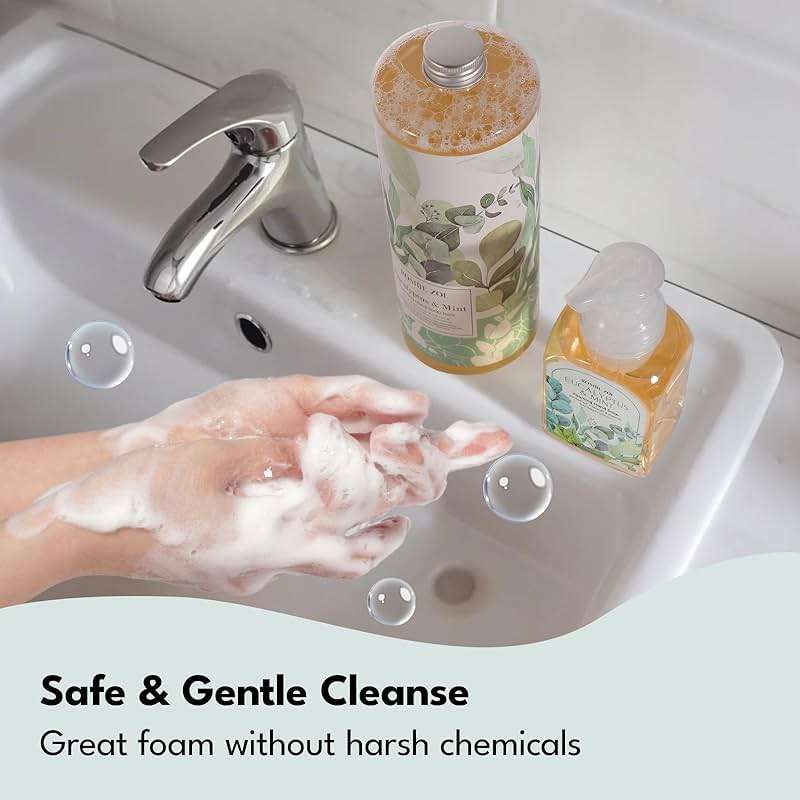 ROMIIE ZOI Eucalyptus & Mint Foaming Hand Soap Refills with Reusable Pump Dispenser - Natural & Cruelty-Free, Gentle & Moisturizing - Large Bottle Bulk for Home & Kitchen-1L/33.8oz (Pack of 3) - Image 5