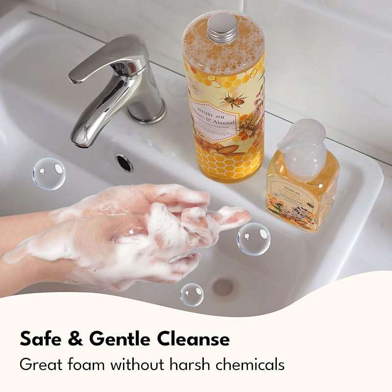 ROMIIE ZOI Foaming Hand Soap Refill- Natural Honey & Almond Fragrance Gentle & Moisturizing Formula Hand Soap Refills with Dispenser for Home & Kitchen, 1 L/ 33.8 FL OZ pack of 3 - Image 5