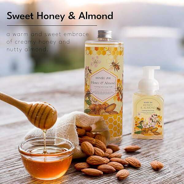 ROMIIE ZOI Foaming Hand Soap Refill- Natural Honey & Almond Fragrance Gentle & Moisturizing Formula Hand Soap Refills with Dispenser for Home & Kitchen, 1 L/ 33.8 FL OZ pack of 3 - Image 7