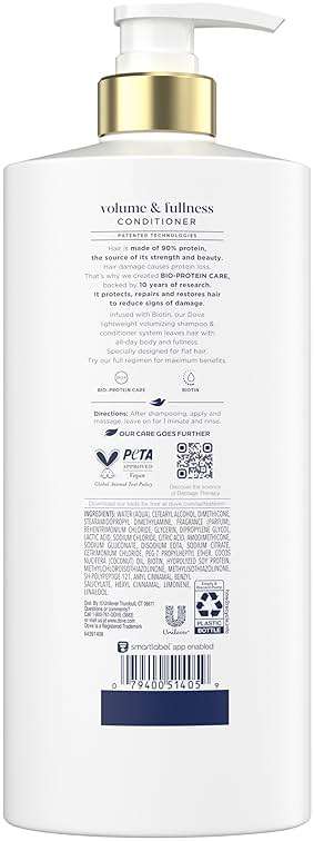 Dove Conditioner Volume & Fullness for Fine, Thin Hair with Bio-Protein Care Technology and Biotin 28 Fl Oz - Image 2