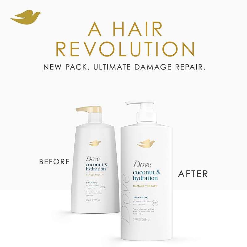 Dove Shampoo Coconut & Hydration for Dry Hair with Bio-Protein Care Technology and Coconut Oil 28 Fl Oz - Image 5