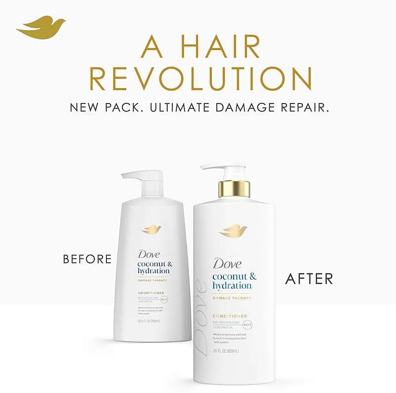 Dove Conditioner Coconut & Hydration for Dry Hair with Bio-Protein Care Technology and Coconut Oil 28 Fl Oz - Image 4