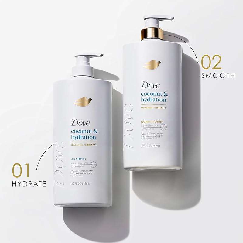 Dove Conditioner Coconut & Hydration for Dry Hair with Bio-Protein Care Technology and Coconut Oil 28 Fl Oz - Image 9
