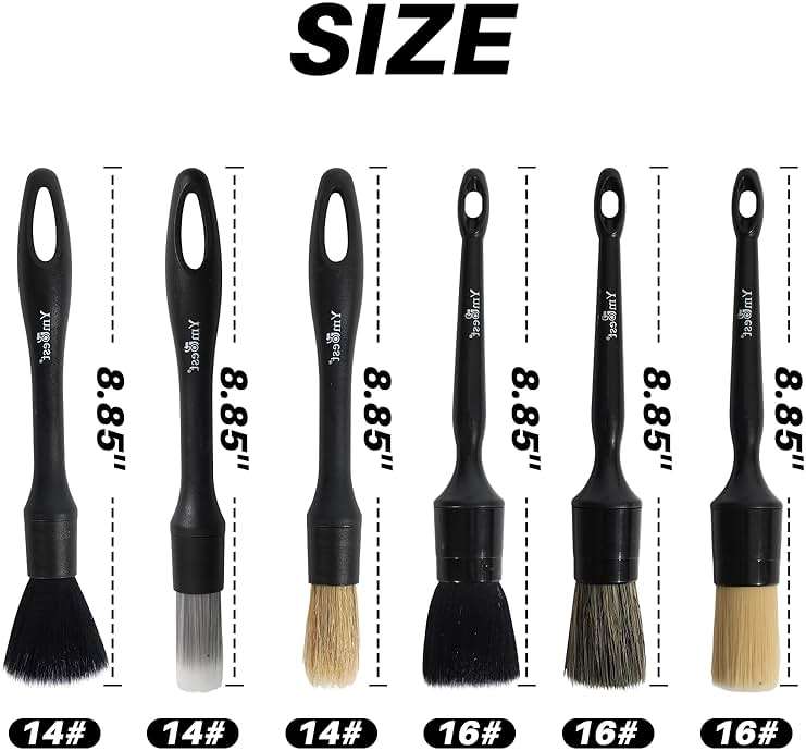 6 Pcs Interior Detailing Brush with Storage Bag - Car Detailing Brush Kit【Not Easy to Shed Bristles】- Automotive Interior Cleaning Brush for Air Vent, Leather Seat, Wheels, Emblems - Image 2