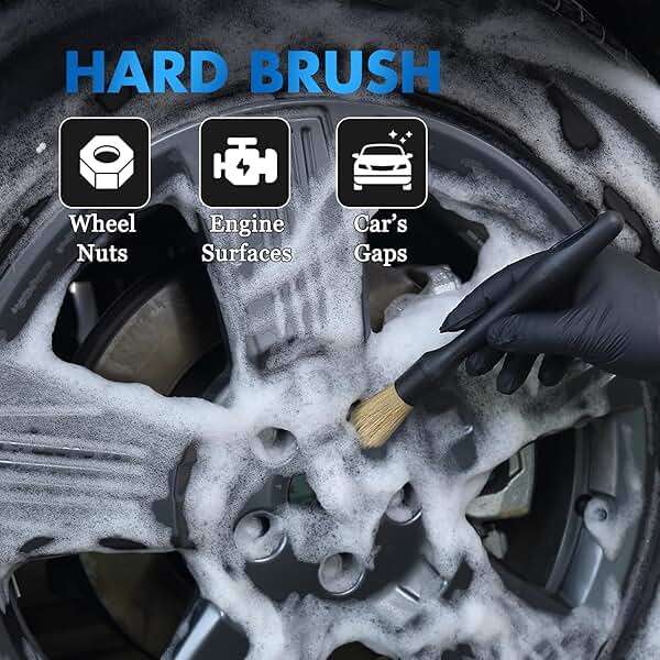 6 Pcs Interior Detailing Brush with Storage Bag - Car Detailing Brush Kit【Not Easy to Shed Bristles】- Automotive Interior Cleaning Brush for Air Vent, Leather Seat, Wheels, Emblems - Image 4