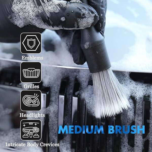 6 Pcs Interior Detailing Brush with Storage Bag - Car Detailing Brush Kit【Not Easy to Shed Bristles】- Automotive Interior Cleaning Brush for Air Vent, Leather Seat, Wheels, Emblems - Image 5