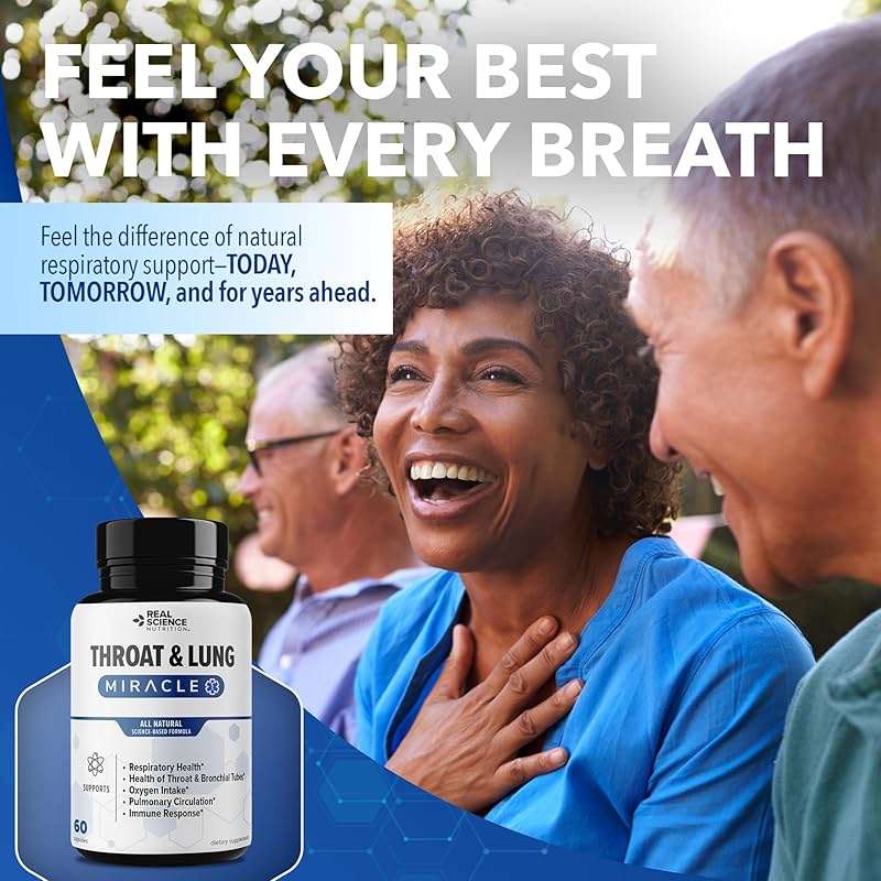 Real Science Throat & Lung Detox Capsules to Clear Mucus, Sore Throat & Support Breathing – Lung Support Supplement with Vinitrox, GABA, Vitamin C & D for Long-Term Cough & Respiratory Relief, 60 Caps - Image 5