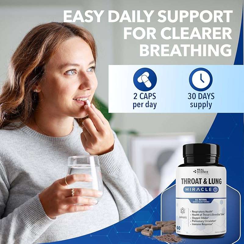 Real Science Throat & Lung Detox Capsules to Clear Mucus, Sore Throat & Support Breathing – Lung Support Supplement with Vinitrox, GABA, Vitamin C & D for Long-Term Cough & Respiratory Relief, 60 Caps - Image 6