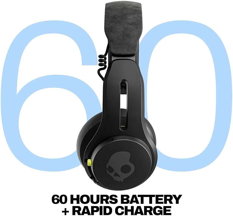 Skullcandy Icon ANC Wireless On-Ear Bluetooth Headphones, Active Noise Cancelling, 60 Hours Battery, Sweat Water Resistant, Foldable Durable Travel Ready, Microphone for iPhone Android - True Black - Image 3