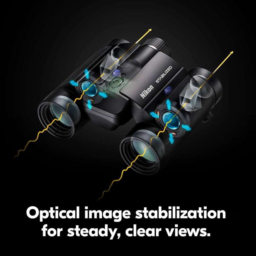 Nikon STABILIZED 10x25 Binoculars - Optical Image Stabilization, Blur-Free View, Waterproof Design, 10x Magnification for Hunting, Birdwatching & Outdoor Activities - Image 3
