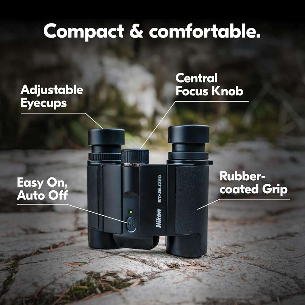 Nikon STABILIZED 10x25 Binoculars - Optical Image Stabilization, Blur-Free View, Waterproof Design, 10x Magnification for Hunting, Birdwatching & Outdoor Activities - Image 8