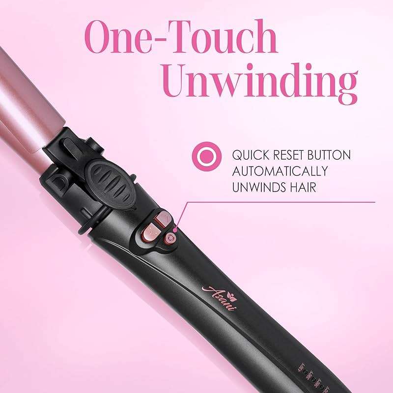 Asani 1 Inch Rotating Curling Iron - Automatic Curling Wand with Instant Heat, Adjustable Temp up to 430°F for All Hair Type, Medium or Long Hair - Dual Voltage Hair Curler for Lasting Beach Waves - Image 2