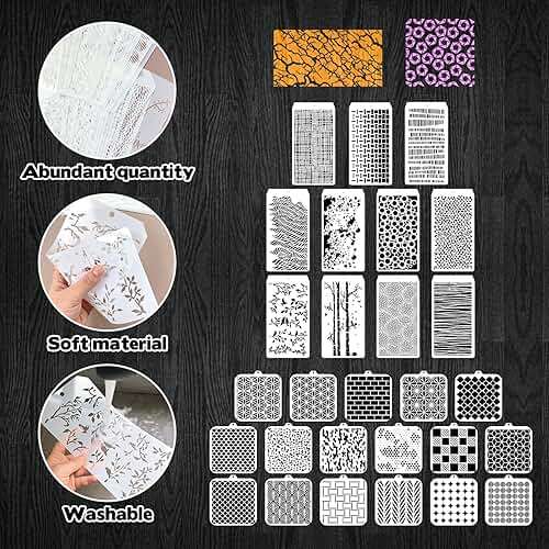 30 Pcs Abstract Layering Stencils - Mixed Media Spray Paint Stencils, Reusable Geometric Christmas Painting Templates for Wall & Canvas - Image 4