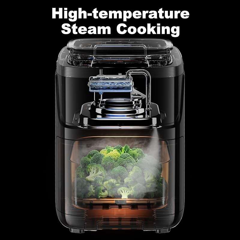 Steam Air Fryer, Self Cleaning Smart Air Fryers, with Visible Window, 1700W High Power Airfryer, 7.5 QT for Family of 4-6, Whisper Quiet Technology, 12-in-1Presets, Dishwasher Safe Non Stick Basket - Image 2