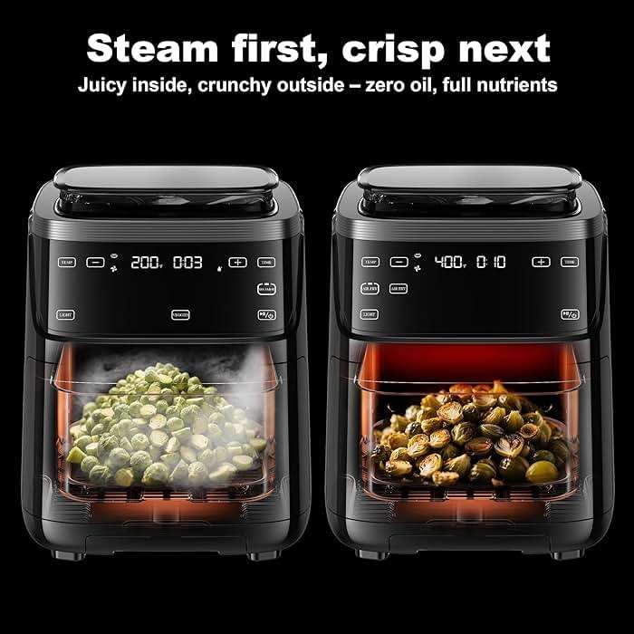 Steam Air Fryer, Self Cleaning Smart Air Fryers, with Visible Window, 1700W High Power Airfryer, 7.5 QT for Family of 4-6, Whisper Quiet Technology, 12-in-1Presets, Dishwasher Safe Non Stick Basket - Image 3