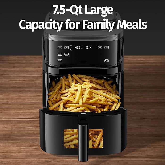 Steam Air Fryer, Self Cleaning Smart Air Fryers, with Visible Window, 1700W High Power Airfryer, 7.5 QT for Family of 4-6, Whisper Quiet Technology, 12-in-1Presets, Dishwasher Safe Non Stick Basket - Image 5
