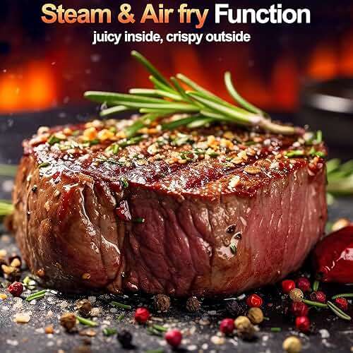 Steam Air Fryer, Self Cleaning Smart Air Fryers, with Visible Window, 1700W High Power Airfryer, 7.5 QT for Family of 4-6, Whisper Quiet Technology, 12-in-1Presets, Dishwasher Safe Non Stick Basket - Image 8