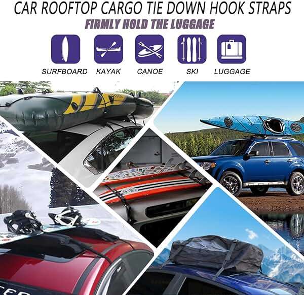 Car Rooftop Cargo Tie Down Hook Straps,Adjustable Roof Cargo Carrier Straps for Car Roof Bag,No Roof Rack Required,6Pcs - Image 4