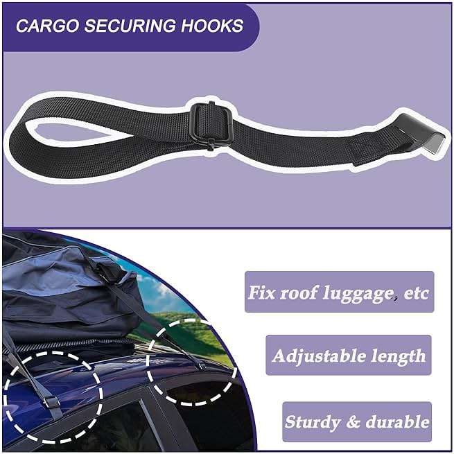 Car Rooftop Cargo Tie Down Hook Straps,Adjustable Roof Cargo Carrier Straps for Car Roof Bag,No Roof Rack Required,6Pcs - Image 5