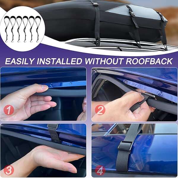 Car Rooftop Cargo Tie Down Hook Straps,Adjustable Roof Cargo Carrier Straps for Car Roof Bag,No Roof Rack Required,6Pcs - Image 9