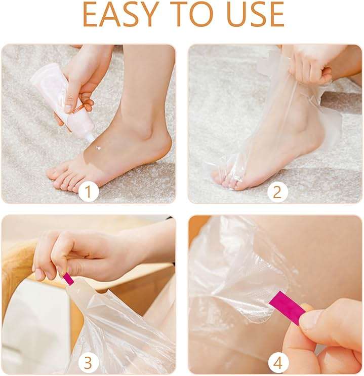 Quacc 100 PCS Plastic Disposable Foot Covers, Paraffin Bath Liners for Feet, Clear Foot Mask Socks for Pedicure, Spa, Trial Shoe - Image 4