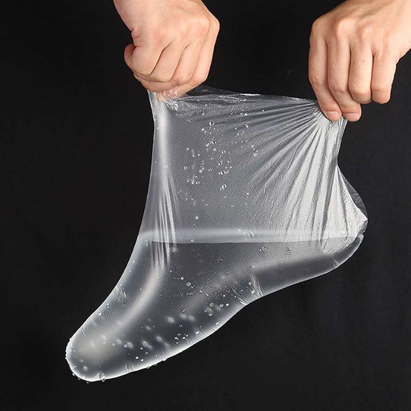 Quacc 100 PCS Plastic Disposable Foot Covers, Paraffin Bath Liners for Feet, Clear Foot Mask Socks for Pedicure, Spa, Trial Shoe - Image 7