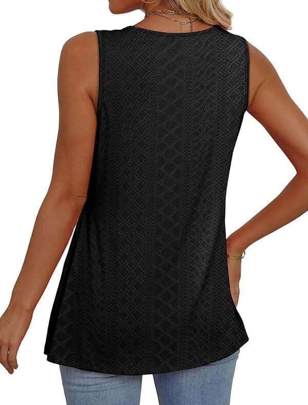 OFEEFAN Womens Tank Tops 2025 Flowy Peplum Tops for Women Dressy Sleeveless V Neck Babydoll Tank Tops - Image 5