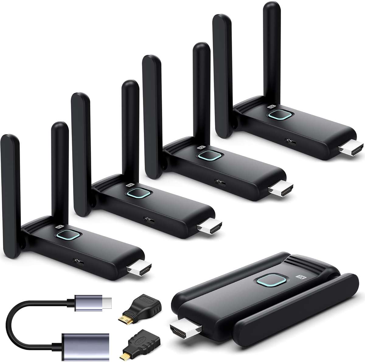 Wireless HDMI 4 Receivers and Transmitter,Up to 6 RXs,No Hot,Extender Plug and Play,165FT/50M,2.4/5G Wirelessly Simultaneous Expansion for Multiple Screens from Laptop and Camera to TVs,Projectors - Image 1