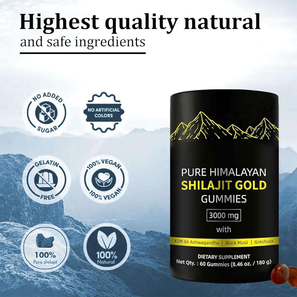 Shilajit Gummies | Alpha Gummies for Men | Lab Tested I No Added Sugar | Ashwagandha, Gokshura | Fulvic Acid & 85+ Trace Minerals for Men, Women | Non-GMO | 60 Gummy - Image 6