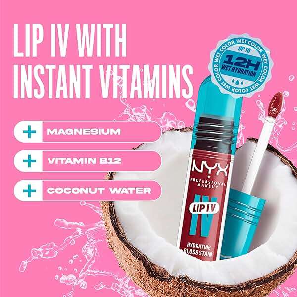 NYX PROFESSIONAL MAKEUP Lip IV Hydrating Glossy Lip Stain with 12HR Hydration - Bubblegum Burst (Pink) - Image 6