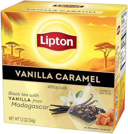 Lipton Black Tea Vanilla Caramel, Pyramid Tea Bags, Flavored Teabags for a Refreshing Cup of Tea, 20 Total Tea Bags (Pack of 3) - Image 5