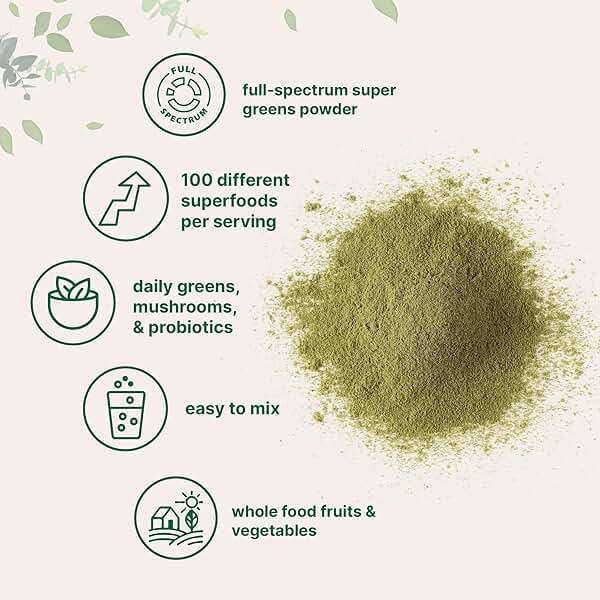 Micro Ingredients Super Greens Powder, 1lb | 100 Superfood Blend with Daily Greens, Probiotics, Fruits, Vegetables & Mushrooms | Source of Vegan Protein & Enzymes | Non-GMO, Gluten-Free, No Additives - Image 3
