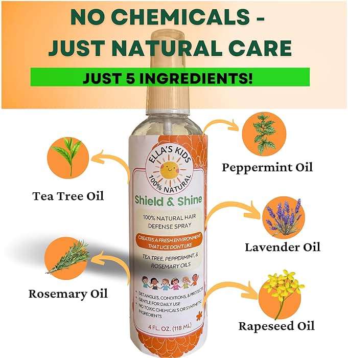 Natural Lice Prevention and Repellent Hair Oil Spray for Kids Hair – Made with Essential Oils, Detangles and Conditions, Only 5 Oil Ingredients - Tea Tree, Rosemary, and Lavender Oils by Ella’s Kids - Image 3