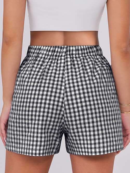 ANRABESS Boxer Shorts for Women Gingham Pajama 2026 Summer Casual Lounge Sleep Plaid Shorts Y2K Beach Bottoms - Image 4