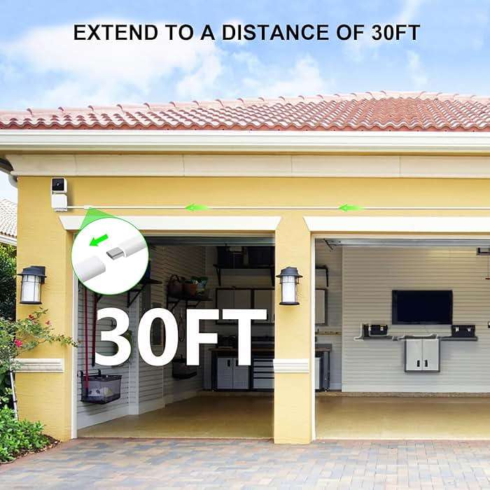 delilyn 30FT Outdoor Power Adapter for WYZE Cam V4, Cam OG/V3/V3 Pro, L-Shape Micro USB Extension Cable for WYZE Cam Pan V3, Replace for WYZE Plug, IP67 Waterproof Flat Cable Charge Your Camera - Image 5