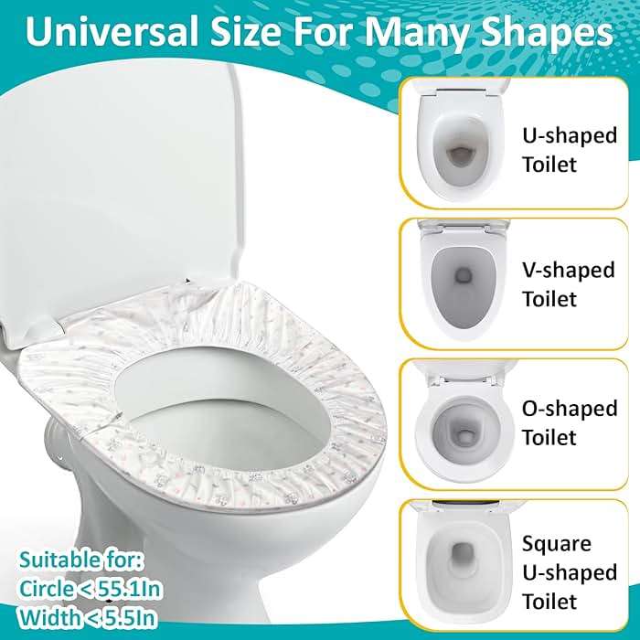 RAINFLOW Portable Toilet Mat - Disposable Toilet Seat Cover Waterproof Non-Woven Fabric Printed Individually Wrapped for travel,Hotel,Hospital and Public Toilet(15Pcs) - Image 2