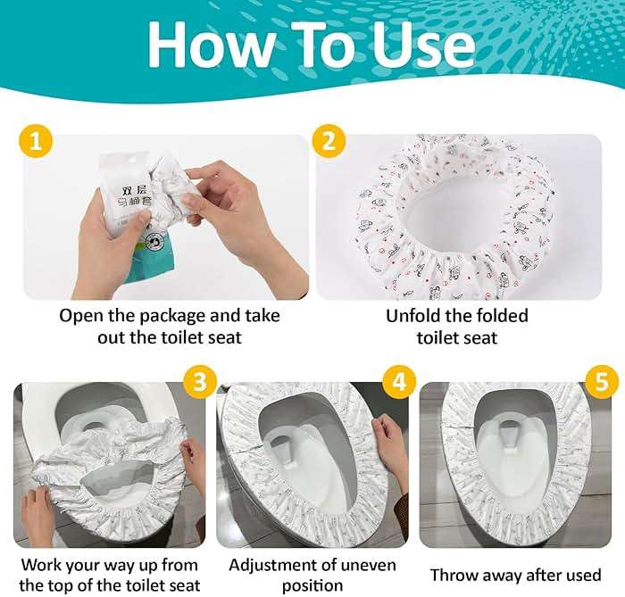 RAINFLOW Portable Toilet Mat - Disposable Toilet Seat Cover Waterproof Non-Woven Fabric Printed Individually Wrapped for travel,Hotel,Hospital and Public Toilet(15Pcs) - Image 4