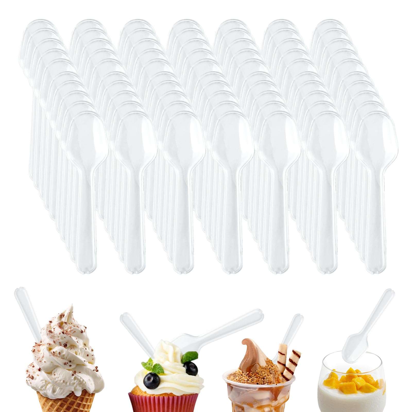 UOIXPUHUO 500 Pcs Mini Spoons for Dessert, Mini Plastic Spoons Disposable Tiny Tasting Spoon for Jelly Pudding Yogurt Sampling Appetizers, Small Clear Spoon for Picnic Kitchen Party Restaurant - Image 1