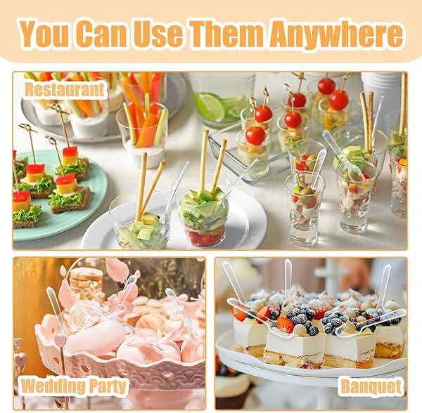 UOIXPUHUO 500 Pcs Mini Spoons for Dessert, Mini Plastic Spoons Disposable Tiny Tasting Spoon for Jelly Pudding Yogurt Sampling Appetizers, Small Clear Spoon for Picnic Kitchen Party Restaurant - Image 4