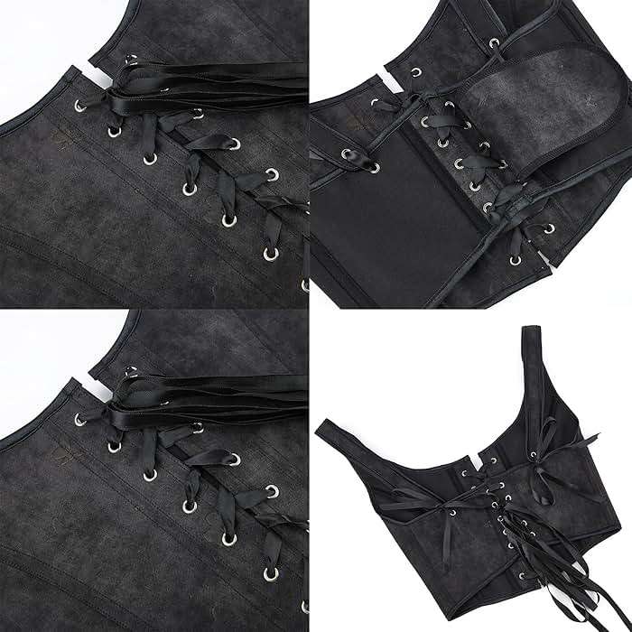 INOGIH Women's Gothic Lace-Up Bustier-Corset Shoulder-Straps Tank Overbust Corset Bustiers Sexy Lingerie Sets - Image 7