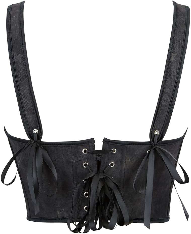 INOGIH Women's Gothic Lace-Up Bustier-Corset Shoulder-Straps Tank Overbust Corset Bustiers Sexy Lingerie Sets - Image 8