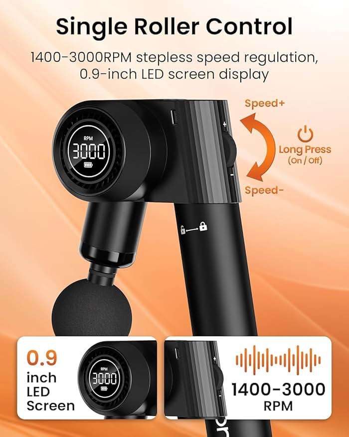 NAPRE Foldable Massage Gun Deep Tissue with 5 Adjustable Angles,Handheld Percussion Back Massager for Muscle/Neck/Body Pain Relief with Long Extension Handle,32-Speeds,6 Heads,with Case - Image 6