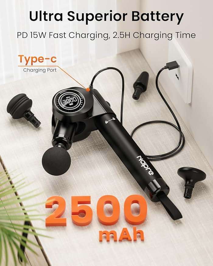 NAPRE Foldable Massage Gun Deep Tissue with 5 Adjustable Angles,Handheld Percussion Back Massager for Muscle/Neck/Body Pain Relief with Long Extension Handle,32-Speeds,6 Heads,with Case - Image 7