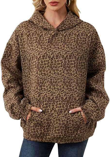 Eutten Womens Camo Hoodies Maple Leaf Print Oversized Hooded Sweatshirt Fleece Pullover Sweatshirts Long Sleeve with Pocket - Image 1